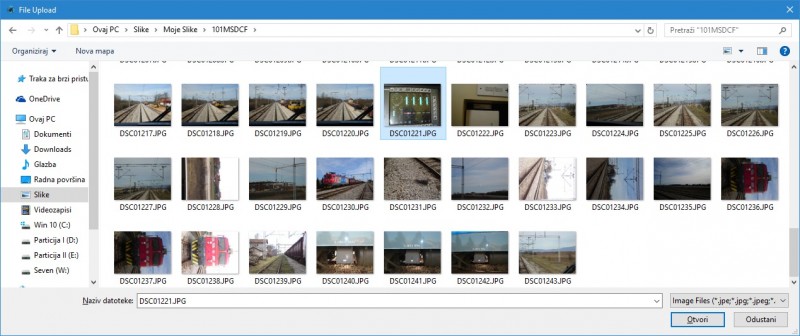 otvara se explorer i potrebno je izabrati jednu sliku